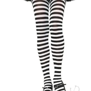 Leg Avenue Striped Tights B/W